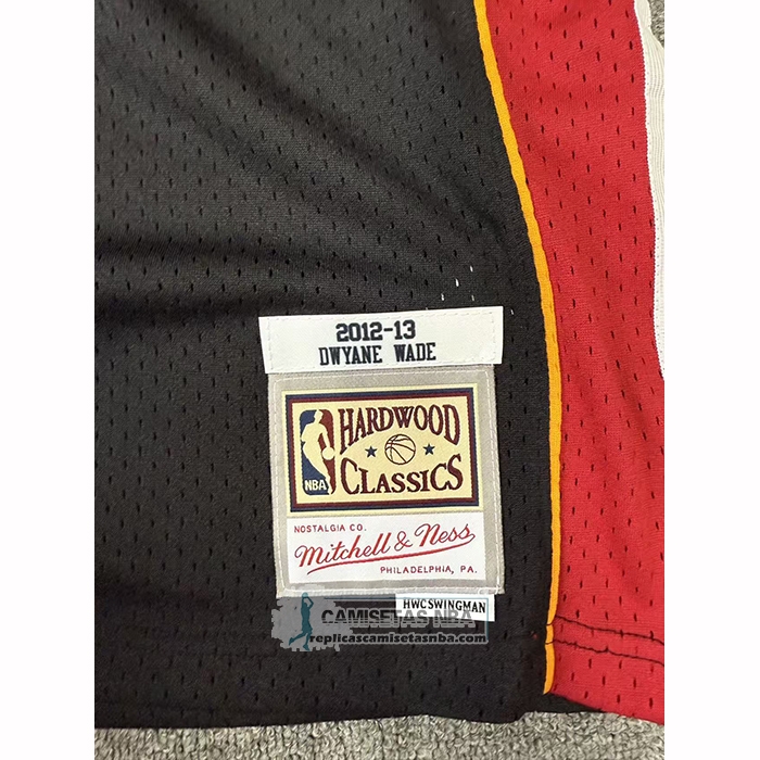 Camiseta Miami Heat Dwyane Wade NO 3 Mitchell & Ness 2012-13 Negro